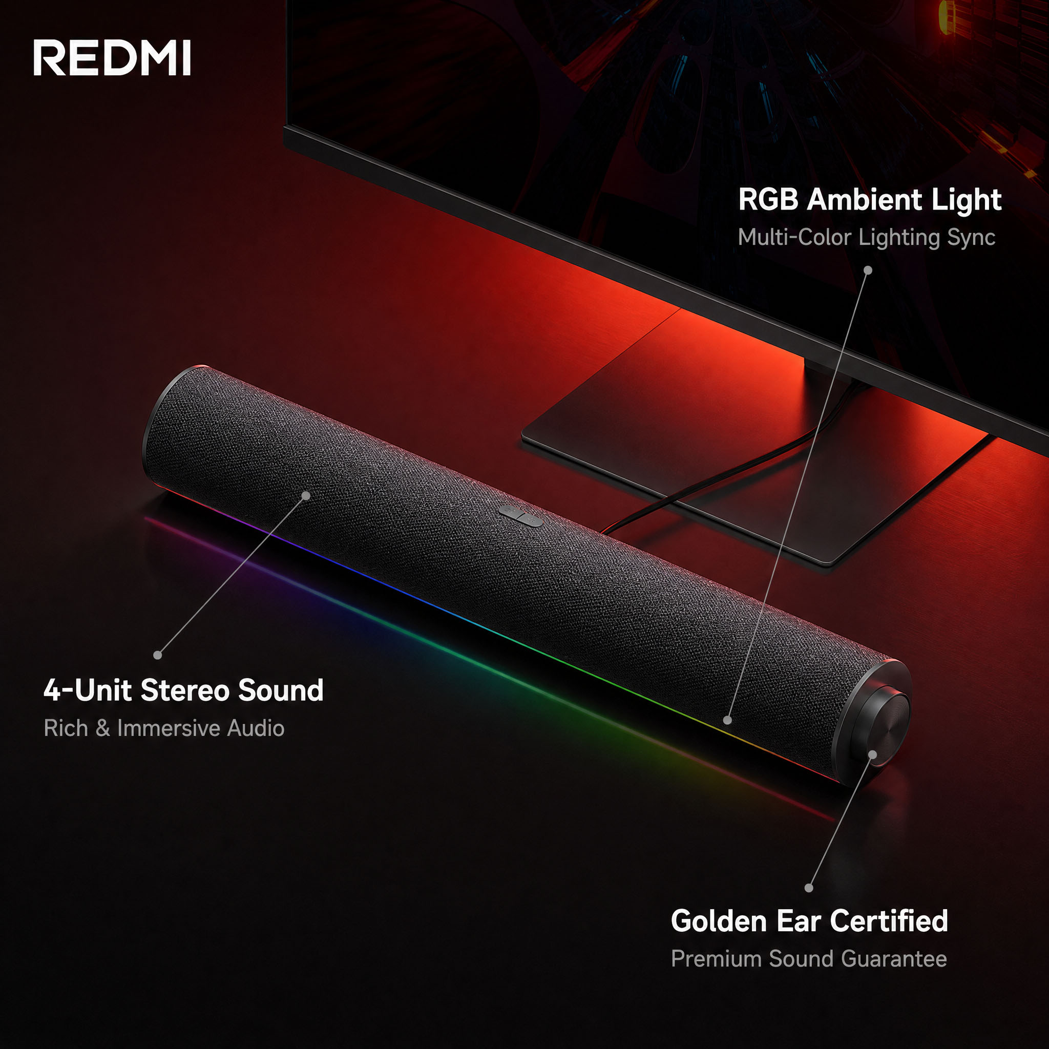 Rgb Computer Soundbar For Pc - Altoparlante PC Originale Xiaomi Redmi, Soundbar