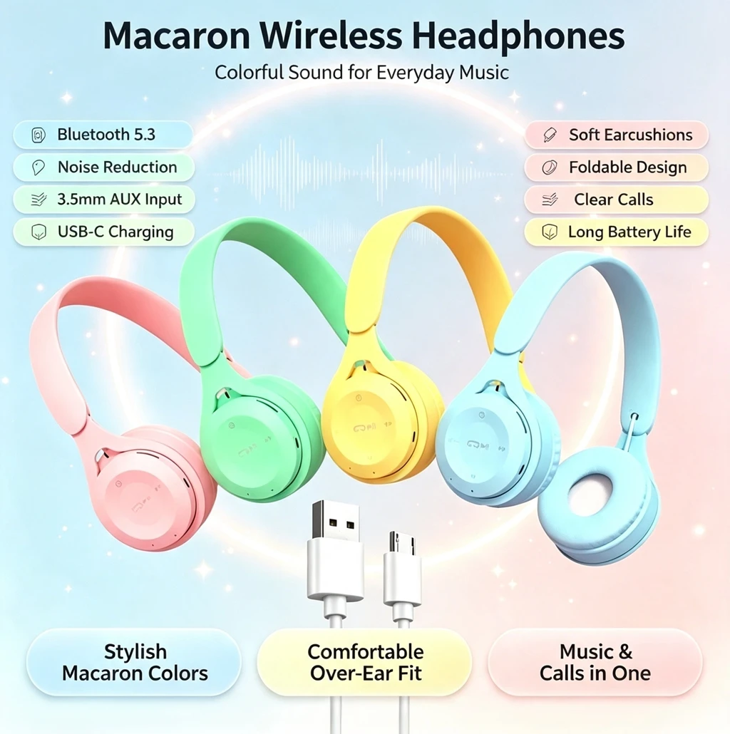Anc Wireless Over Ear Headphones - Cuffie Bluetooth 5.0 Pieghevoli Over-Ear, Colore