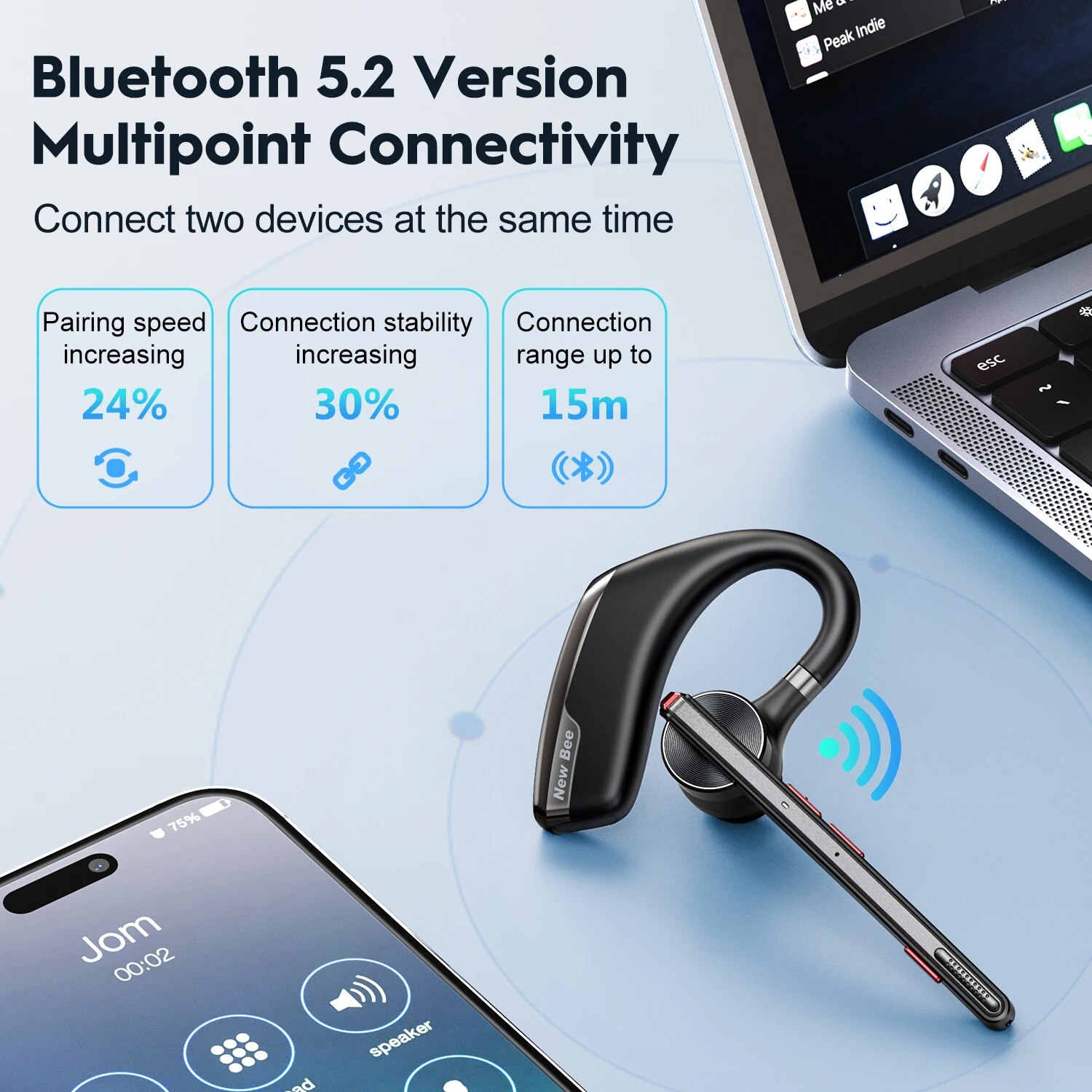 Nuovo Bee M51 Bluetooth 5.2 cu - Open Ear Air Conduction Headphones recensione e prezzo